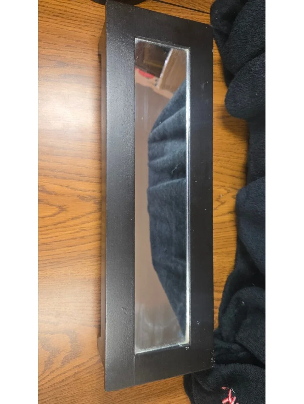 Black Wooden Tray with Mirror Center